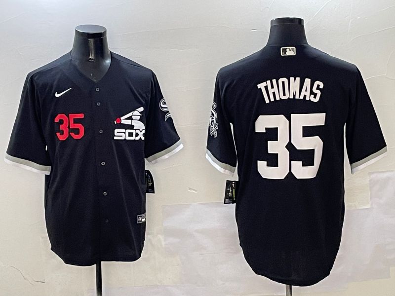 Men Chicago White Sox #35 Thomas Black Game Fashion 2025 Nike MLB Jersey style 2